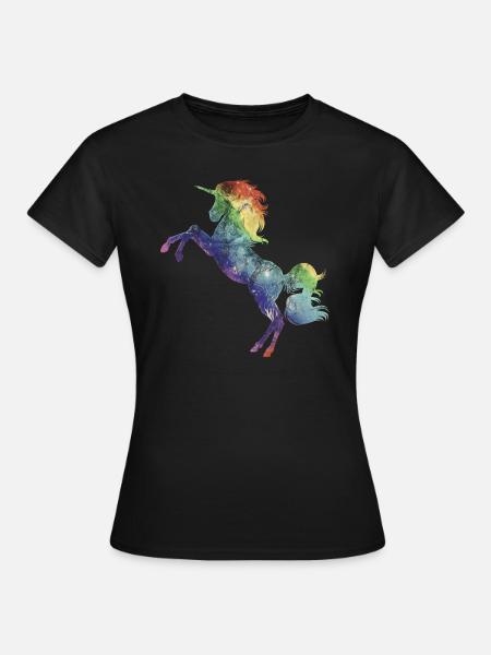 Einhorn Regenbogen - Frauen T-Shirt - Schwarz