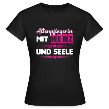 Altenpflegerin Herz und Seele - Frauen T-Shirt - Schwarz - Vorne - AI Model Female 172 dark (172cm)