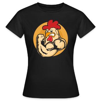 Poules musclées et musclées - T-shirt Femme - noir - Devant - AI Model Female 172 dark (172cm)