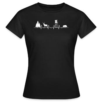 Hunter Heartbeat - Forester & Hunter - Frauen T-Shirt - Schwarz - Vorne - AI Model Female 172 dark (172cm)