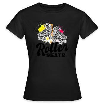 Rollschuhe - Frauen T-Shirt - Schwarz - Vorne - AI Model Female 172 dark (172cm)