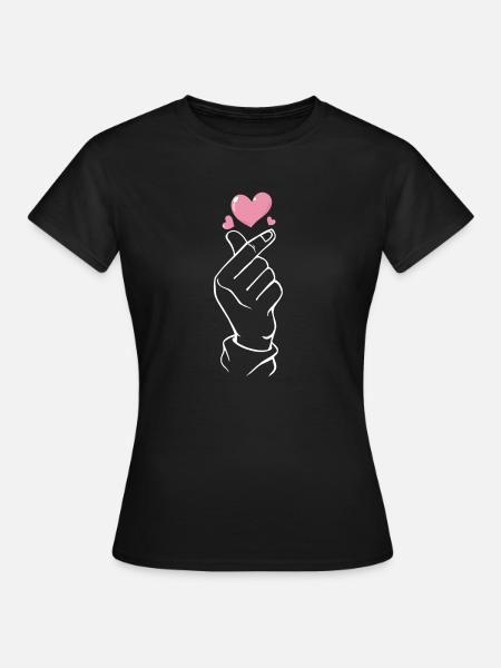 Coeur de doigt K-pop - T-shirt Femme - noir