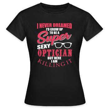Optiker - Frauen T-Shirt - Schwarz - Vorne - AI Model Female 172 dark (172cm)
