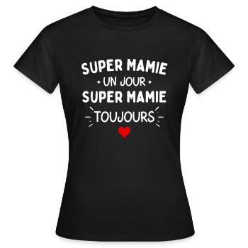 Supermamie un jour toujours cadeau mamie - T-shirt Femme - noir - Devant - AI Model Female 172 dark (172cm)