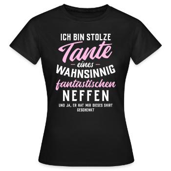 Stolze Tante eines wahnsinnig fantastischen Neffen - Frauen T-Shirt - Schwarz - Vorne - AI Model Female 172 dark (172cm)