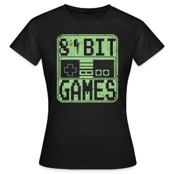 T-shirt de jeu rétro des années 80 8 bits - T-shirt Femme - noir - Devant - AI Model Female 172 dark (172cm)