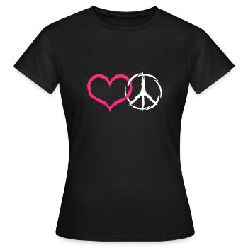 Coeur et paix symbole paix - T-shirt Femme - noir - Devant - AI Model Female 172 dark (172cm)