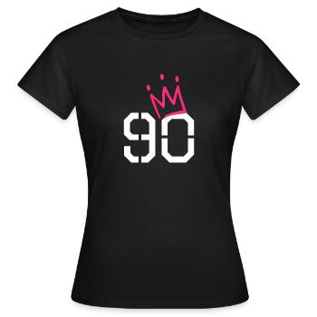 90 Krone - 90. Geburtstag - Geschenk - Frauen T-Shirt - Schwarz - Vorne - AI Model Female 172 dark (172cm)