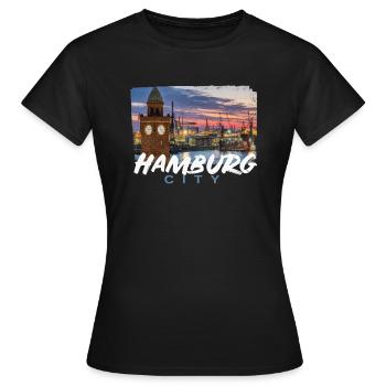 Hamburg - Frauen T-Shirt - Schwarz - Vorne - AI Model Female 172 dark (172cm)