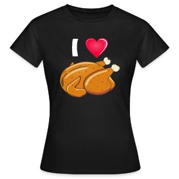 HUHN HÄNCHEN I LOVE - Women's T-Shirt - black - Front - AI Model Female 172 dark (172cm)