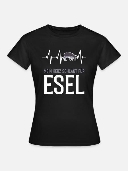 Esel Herzschlag - lustiger Spruch - Frauen T-Shirt - Schwarz