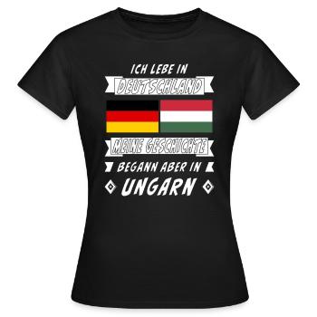 DEUTSCHLAND GESCHICHTE UNGARN - Frauen T-Shirt - Schwarz - Vorne - AI Model Female 172 dark (172cm)