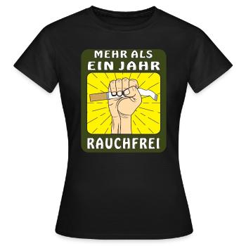 MEHR ALS EIN JAHR RAUCHFREI - Frauen T-Shirt - Schwarz - Vorne - AI Model Female 172 dark (172cm)