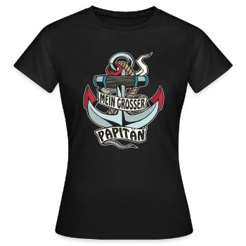 ANKER MEIN GROSSER PAPITÄN - Frauen T-Shirt - Schwarz - Vorne - AI Model Female 172 dark (172cm)