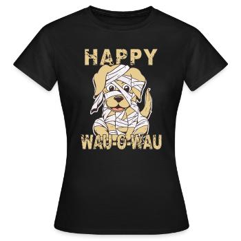 HUND HAPPY WAU-O-WAU - Frauen T-Shirt - Schwarz - Vorne - AI Model Female 172 dark (172cm)