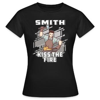 SMITH KISS THE FIRE - Frauen T-Shirt - Schwarz - Vorne - AI Model Female 172 dark (172cm)