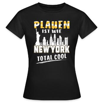 PLAUEN IST WIE NEW YORK - Frauen T-Shirt - Schwarz - Vorne - AI Model Female 172 dark (172cm)
