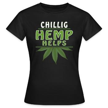 CHILLIG HEMP AIDE - T-shirt Femme - noir - Devant - AI Model Female 172 dark (172cm)