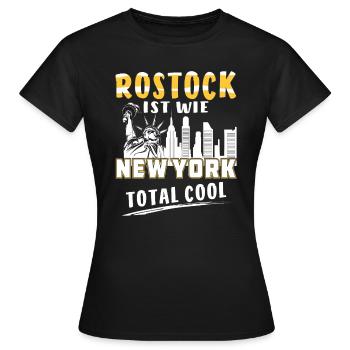 ROSTOCK IST WIE NEW YORK - Frauen T-Shirt - Schwarz - Vorne - AI Model Female 172 dark (172cm)