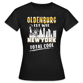 OLDENBURG IST WIE NEW YORK - Frauen T-Shirt - Schwarz - Vorne - AI Model Female 172 dark (172cm)