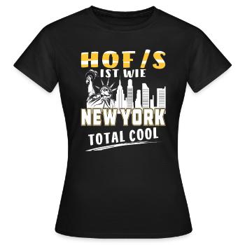 HOF IST WIE NEW YORK - Frauen T-Shirt - Schwarz - Vorne - AI Model Female 172 dark (172cm)
