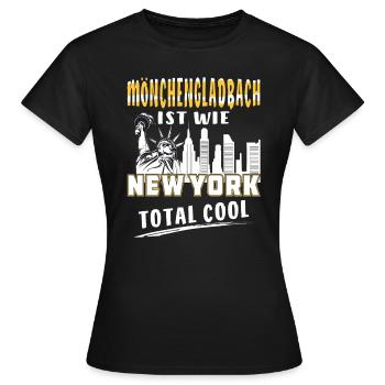 MÖNCHENGLADBACH IST WIE NEW YORK - Frauen T-Shirt - Schwarz - Vorne - AI Model Female 172 dark (172cm)