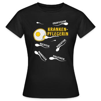 KRANKENPFLEGERIN - Frauen T-Shirt - Schwarz - Vorne - AI Model Female 172 dark (172cm)
