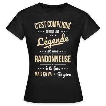 Compliqué d'être une légende et une randonneuse - T-shirt Femme - noir - Devant - AI Model Female 172 dark (172cm)
