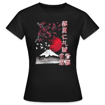 Paysage japonais - 7 vertus du samouraï - T-shirt Femme - noir - Devant - AI Model Female 172 dark (172cm)