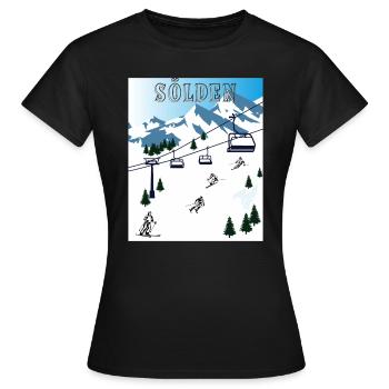 SCHI FAHREN SÖLDEN - Frauen T-Shirt - Schwarz - Vorne - AI Model Female 172 dark (172cm)