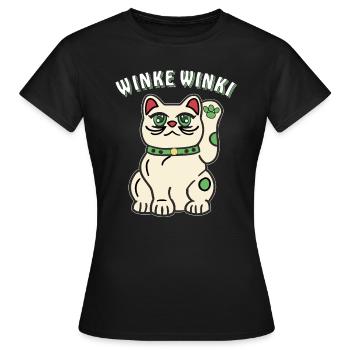 KATZE WINKE WINKI - Frauen T-Shirt - Schwarz - Vorne - AI Model Female 172 dark (172cm)