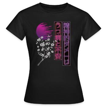 Ästhetik Vaporwave Japan Retro Streetwear - Frauen T-Shirt - Schwarz - Vorne - AI Model Female 172 dark (172cm)