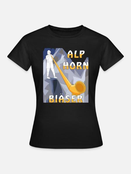 ALPHORN BLÄSER - Frauen T-Shirt - Schwarz