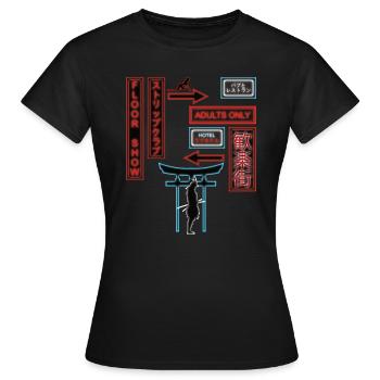 Japan Vaporwave Ästhetik Retro Streetwear - Frauen T-Shirt - Schwarz - Vorne - AI Model Female 172 dark (172cm)