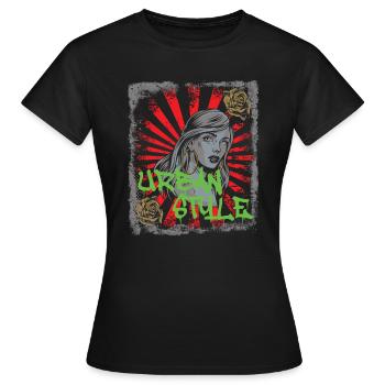 Vintage attraktive Frau Streetwear Urban - Frauen T-Shirt - Schwarz - Vorne - AI Model Female 172 dark (172cm)