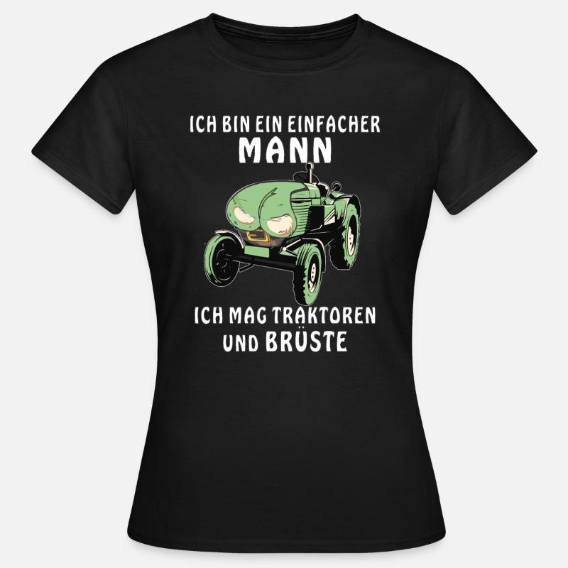 TRAKTOR ICH MAG BRÜSTE - Frauen T-Shirt - Schwarz