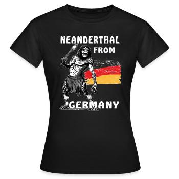 NÉANDERTAL, ALLEMAGNE - T-shirt Femme - noir - Devant - AI Model Female 172 dark (172cm)