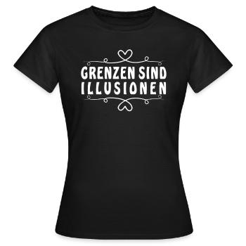 GRENZEN SIND ILLUSIONEN - Frauen T-Shirt - Schwarz - Vorne - AI Model Female 172 dark (172cm)