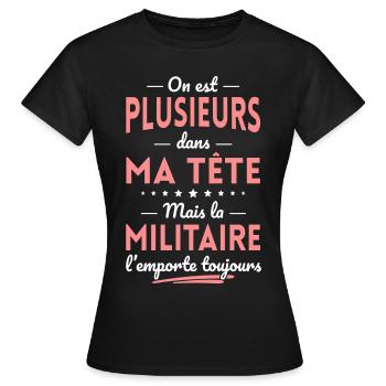 Plusieurs dans tête la Militaire l'emporte - T-shirt Femme - noir - Devant - AI Model Female 172 dark (172cm)