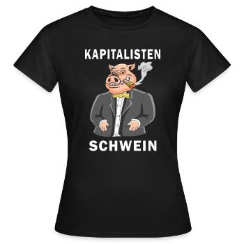 KAPITALISTEN SCHWEIN - Frauen T-Shirt - Schwarz - Vorne - AI Model Female 172 dark (172cm)
