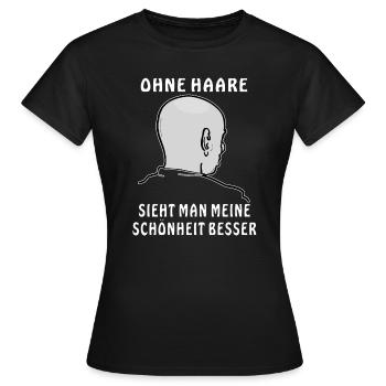 GLATZE OHNE HAARE SCHÖNHEIT - Frauen T-Shirt - Schwarz - Vorne - AI Model Female 172 dark (172cm)