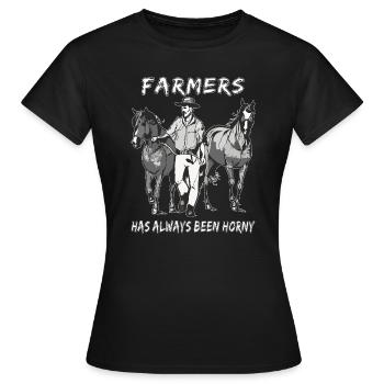 FARMER HAS ALWAYS BEEN HORNY - Frauen T-Shirt - Schwarz - Vorne - AI Model Female 172 dark (172cm)