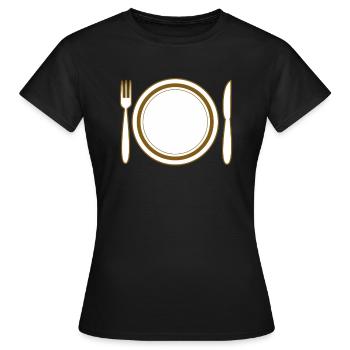 COUVERTS D’ASSIETTE - T-shirt Femme - noir - Devant - AI Model Female 172 dark (172cm)