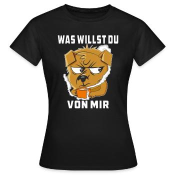 WAS WILLST DU VON MIR - Frauen T-Shirt - Schwarz - Vorne - AI Model Female 172 dark (172cm)