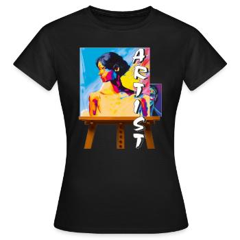 ARTIST MAKES THE PICTURE - Frauen T-Shirt - Schwarz - Vorne - AI Model Female 172 dark (172cm)