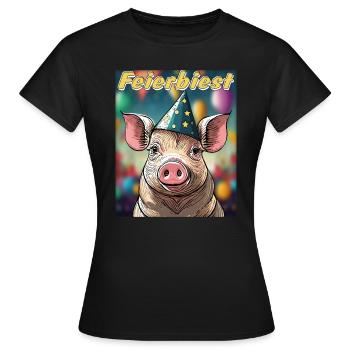 BÊTE DE CÉLÉBRATION DE COCHON - T-shirt Femme - noir - Devant - AI Model Female 172 dark (172cm)