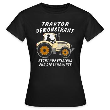 TRAKTOR DEMONSTRANT LANDWIRT - Frauen T-Shirt - Schwarz - Vorne - AI Model Female 172 dark (172cm)