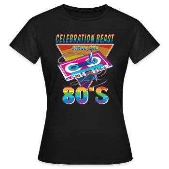 KASSETTE CELEBRATION BEAST 80ER - Frauen T-Shirt - Schwarz - Vorne - AI Model Female 172 dark (172cm)
