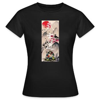 Japan Landschap Japanse Kunst Samurai - Vrouwen T-shirt - zwart - Voor - AI Model Female 172 dark (172cm)