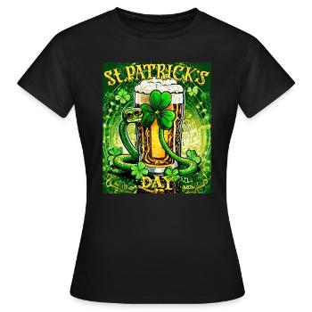 JOUR DE LA SAINT-PATRICK SERPENT BIÈRE TRÈFLE - T-shirt Femme - noir - Devant - AI Model Female 172 dark (172cm)